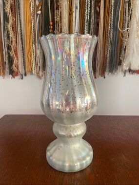 Elegant Silver frosted Glass candle holder -
